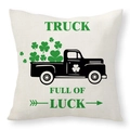 Linen clover pillow cover with retro truck pattern and Truck Full of Luck print - Single-sided Printing / Retro Truck Carrying Clover Style (22YM55-4)