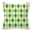 Linen clover pillowcase featuring green and cream geometric diamond pattern print - Single-sided Printing / Green White Argyle Geometric Style (22YM55-5)