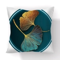 Federa quadrata moderna in peluche con motivo a foglie di ginkgo oro e blu scuro - Cerchio Ginkgo Oro Blu(21RC4-7)