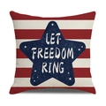 Linen Independence Day pillow cover with Let Freedom Ring print and star stripes - Stars Stripes Background Big Blue Star Style (23YM9-29)