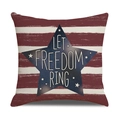 Linen American Independence Day pillow cover with 'LET FREEDOM RING' vintage star design - Let Freedom Ring Distressed Stripes Style (23YM8-14)