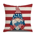 Detailed fabric texture of Independence Day gnome pillow cover in breathable linen material - Flag Gnome Style (23YM8-17)