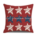 Independence Day linen pillowcase with Let Freedom Ring print and red star pattern - Let Freedom Ring Red Stars Style (23YM8-6)
