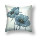 Housse de coussin en peluche courte avec motif floral bleu artistique à l'huile - Peinture à l'Huile Florale Bleue(21RC4-31)