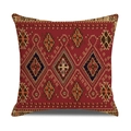 Detail of bohemian red cushion cover with intricate geometric diamond pattern print - Dark Red Geometric Rhombus (23CR9-1)
