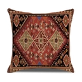 Detailed fabric texture of Persian style pillow cover with ethnic geometric patterns - Vintage Geometric Totem (23CR9-4)