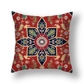 Detail showing Persian style mandala pattern on a square plush cushion cover - Dark Red Mandala Symmetrical (23CR9-30)