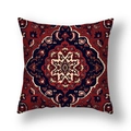 Detailed view of square cushion cover featuring ethnic Persian mandala print pattern - Symmetrical Persian Red Navy (23CR9-33)