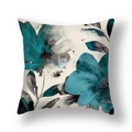 Housse de coussin en peluche courte avec fleurs bleues abstraites en aquarelle - Fleurs à l'Aquarelle Bleu Gris Abstrait(21RC4-33)