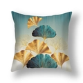 Housse de coussin en peluche courte avec motif de feuilles de ginkgo bleu et or - Ginkgo Bicolore Or Bleu Paon(21RC4-14)
