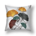 Housse de coussin moderne en peluche avec motif artistique de feuilles de ginkgo - Ginkgo Multicolore Gris Blanc(21RC4-16)