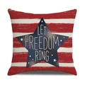 Independence Day linen pillow cover with red stripes and blue star, Let Freedom Ring - Let Freedom Ring Blue Star Style (23YM9-25)