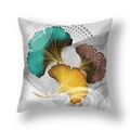 Housse de coussin moderne en peluche avec motif de feuilles de ginkgo et marbre - Feuilles d'Art Multicolores Marbre(21RC4-22)