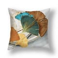 Housse de coussin carrée en peluche courte avec motif de feuilles de ginkgo doré - Feuille d'Or Jaune Orange Cyan(21RC4-21)