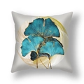 Housse de coussin en peluche courte avec feuilles de ginkgo vert sarcelle et doré - Cercle d'Or aux Éclats Vert Bleu(21RC4-24)