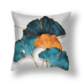 Housse de coussin en peluche courte avec motifs de feuilles de ginkgo bleu et doré - Perle de Ginkgo Or Orange Vert Bleu(21RC4-23)