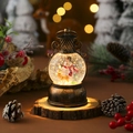 Vintage bronze musical Christmas lantern with snowman and reindeer scene inside - Snowman Style (8*8*15cm 460g)