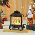 Detailansicht der Vintage-Weihnachtskutsche mit wirbelndem Glitzer und Weihnachtsmann-Szene - Rentierschlitten-Stil