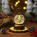 Vintage bronze USB Christmas lantern with a lighted snow globe and festive pine tree decor - Christmas Tree Style (8*8*15cm 460g)