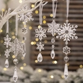 Set de 6 colgantes de copos de nieve de acrílico transparente para adorno navideño - Juego de Adornos de Copos de Nieve y Carámbanos Trasparentes
