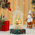 Vintage Weihnachts-Schneekugel-Lampe mit Weihnachtsmann und Rentier auf grünem Samt - Weihnachtsmann & Rentier-Stil