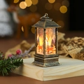 Vintage bronze LED lantern with reindeer forest scene on a wooden base - Bronze - Reindeer (Square)