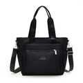 Borsa tote in nylon nero impermeabile con tracolla regolabile e grande capacità - Nero Classico
