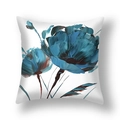 Housse de coussin blanche avec fleurs bleues style peinture à l'huile pour canapé - Style à l'Huile Florale Bleue(21RC4-28)
