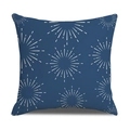 Ethnic style linen pillow cover with dark blue background and cream radial pattern - Navy Blue Sunburst Style (23YM5-5)