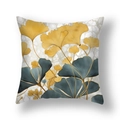 Housse de coussin en peluche courte avec motif de feuilles de ginkgo jaune et gris - Ginkgo Encre Bleu Gris Jaune(21RC4-40)