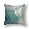 Modern square pillow cover featuring blue and gold fluid marble texture pattern - Abstract Fluid Blue Gold (22SX33-5)