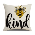 Gedetailleerde linnen textuur en bijenprint met kind-belettering op de kussenhoes - Kind Bij Stijl (23YM14-3) / 45*45cm (Enkele kussensloop)