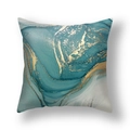 Modern abstract marble cushion cover in blue and teal with elegant golden veins - Lake Blue Cyan Texture (22SX33-7)