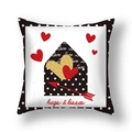 Cuscino quadrato in peluche corto con cuori e stampa di lettere d'amore San Valentino - 45x45cm Peluche Corto / Busta a Quadri Bianco e Nero (22DM16-13)