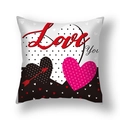 Fodera per cuscino di San Valentino con cuore, scritte Love You e decorazione a pois - 45x45cm Peluche Corto / Love You Cuore (22DM16-14)