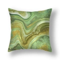 Square cushion cover featuring luxury green marble texture with elegant gold foil accents - Fresh Green Quicksand (22SX33-9)