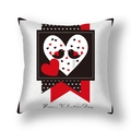 Cojín de San Valentín con estampado de corazón y pájaros sobre tela blanca decorada - 45x45cm Felpa Corta / Pájaros Blanco y Negro (22DM16-15)