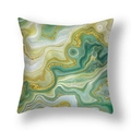 Nordic square pillow cover with emerald green and gold marble agate texture patterns - Green Gold Agate Art Texture (22SX33-11)