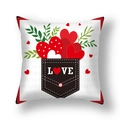 Federa per cuscino San Valentino con tasca Love e cuori rossi su sfondo XOXO - 45x45cm Peluche Corto / LOVE Tasca (22DM16-16)