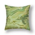 Green and gold marble pattern square throw pillow cover with geometric art style - Emerald Gold Dust Marble (22SX33-12)