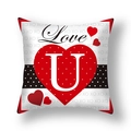 Federa per cuscino San Valentino con scritta Love U e cuori rossi su sfondo bianco - 45x45cm Peluche Corto / Love U Cuore (22DM16-17)