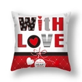 Federa per cuscino di San Valentino con stampa a cuore e scritte decorative - 45x45cm Peluche Corto / With Love Fiocco (22DM16-19)