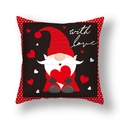 Fodera per cuscino gnomo con cuore e strisce rosse per decorazione San Valentino - 45x45cm Peluche Corto / Gnomo con Cuore (22DM16-21)