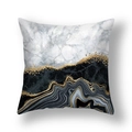 Modern abstract marble pillow cover with black ink textures and gold glitter accents - Gray Black Ink Gold Texture (22SX33-17)