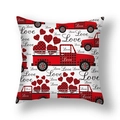 Federa per cuscino di San Valentino con camion vintage a quadri rossi e neri - 45x45cm Peluche Corto / Love Camion a Quadri (22DM16-24)
