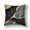 Modern black and gold marble print pillowcase with geometric abstract agate textures - Black Gray Agate Gold Line Texture (22SX33-20)