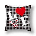 Cuscino di San Valentino a quadri bianchi e neri con cuore rosso LOVE You - 45x45cm Peluche Corto / LOVE You Quadri Bianco e Nero (22DM16-26)