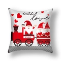 Fodera per cuscino con gnomi di San Valentino e trenino rosso con scritta Be Mine - 45x45cm Peluche Corto / Gnomo Trenino (22DM16-2)