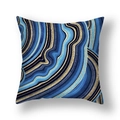Blue agate marble pillow cover with golden vein print and metallic glitter accents - Blue Tone Agate Gold Flow Texture (22SX33-23)