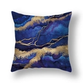 Navy blue and purple marble cushion cover with abstract golden foil geometric patterns - Blue Purple Gold Foil Marble (22SX33-24)